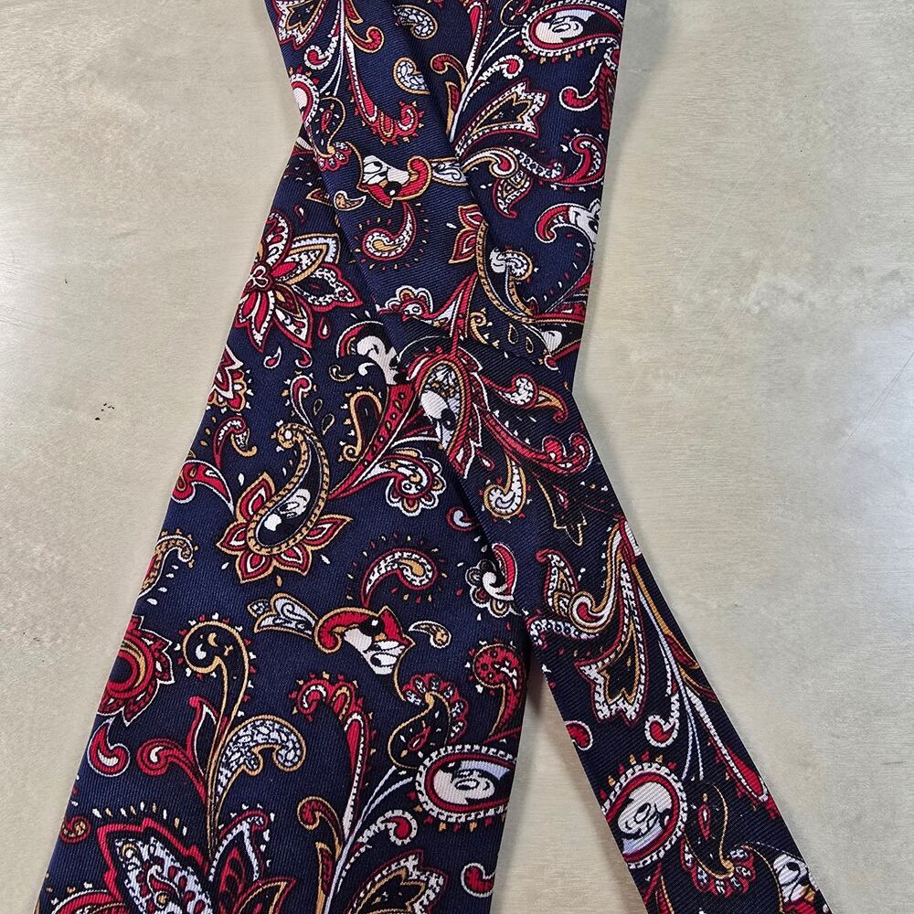 Disney Tie Mickey Mouse Balancine Paisley Blue Vintage Designer Silk Necktie - Picture 10 of 12